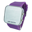 Digital watch with purple silicone strap
