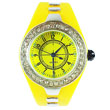 Yellow plastic strap diamonds watch