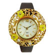 Gold hollow flower case diamond watch