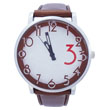 Chocolate grossy PU leather promotional watch