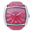Big Geranium pink western stainless steel watch for ladies