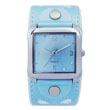 Sky blue polished square watch for lady