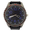 Gun plated blue markers silicone watch for men