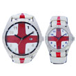 White and red sports couple watch