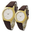 Plain Brown leather pair watch