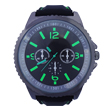 Gun plated green stitches silicone sport watch