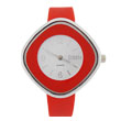 大红菱形硅胶手表